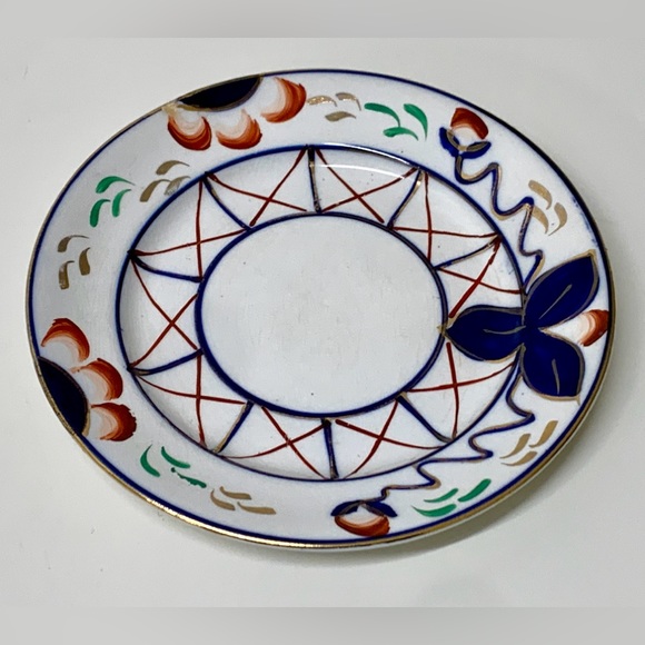 19th Century Antique Gaudy Welsh Dowsywales Pattern 6” Round Hand Painted Plate - Picture 13 of 13